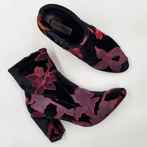 Steve Madden Shoes - Steve Madden Velvet Floral Burnout Booties